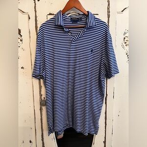 Ralph Lauren Blue and White Striped Polo Shirt